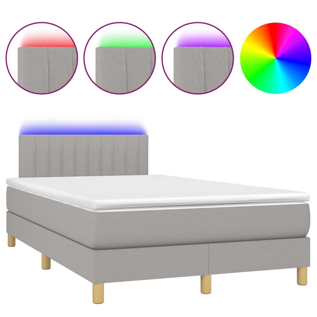 Sommier à lattes de lit matelas LED Gris clair 120x200 cm Tissu - XIOS
