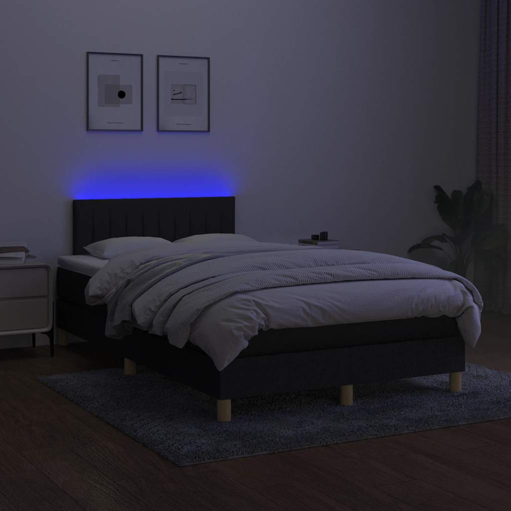 Sommier à lattes de lit avec matelas LED Noir 120x200 cm Tissu - XIOS