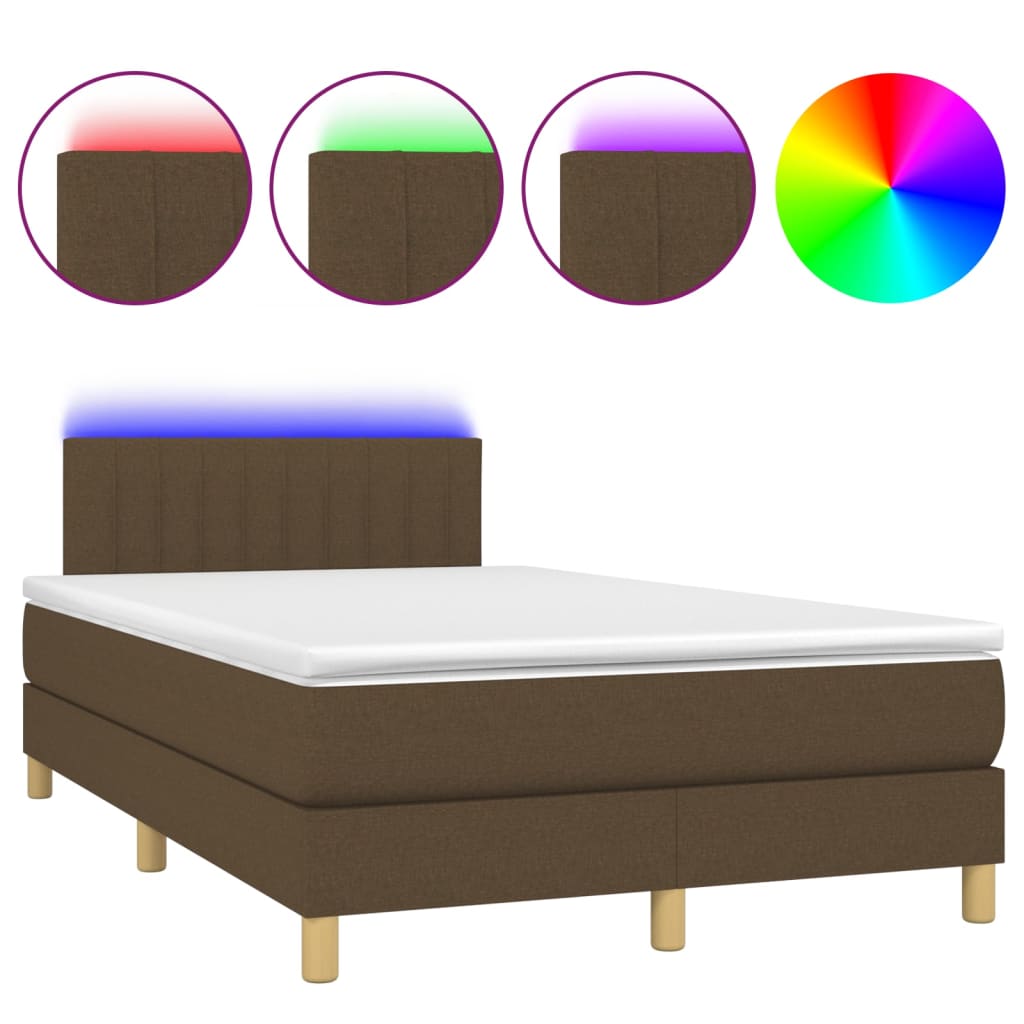 Sommier à lattes de lit matelas et LED Marron foncé 120x200 cm - XIOS