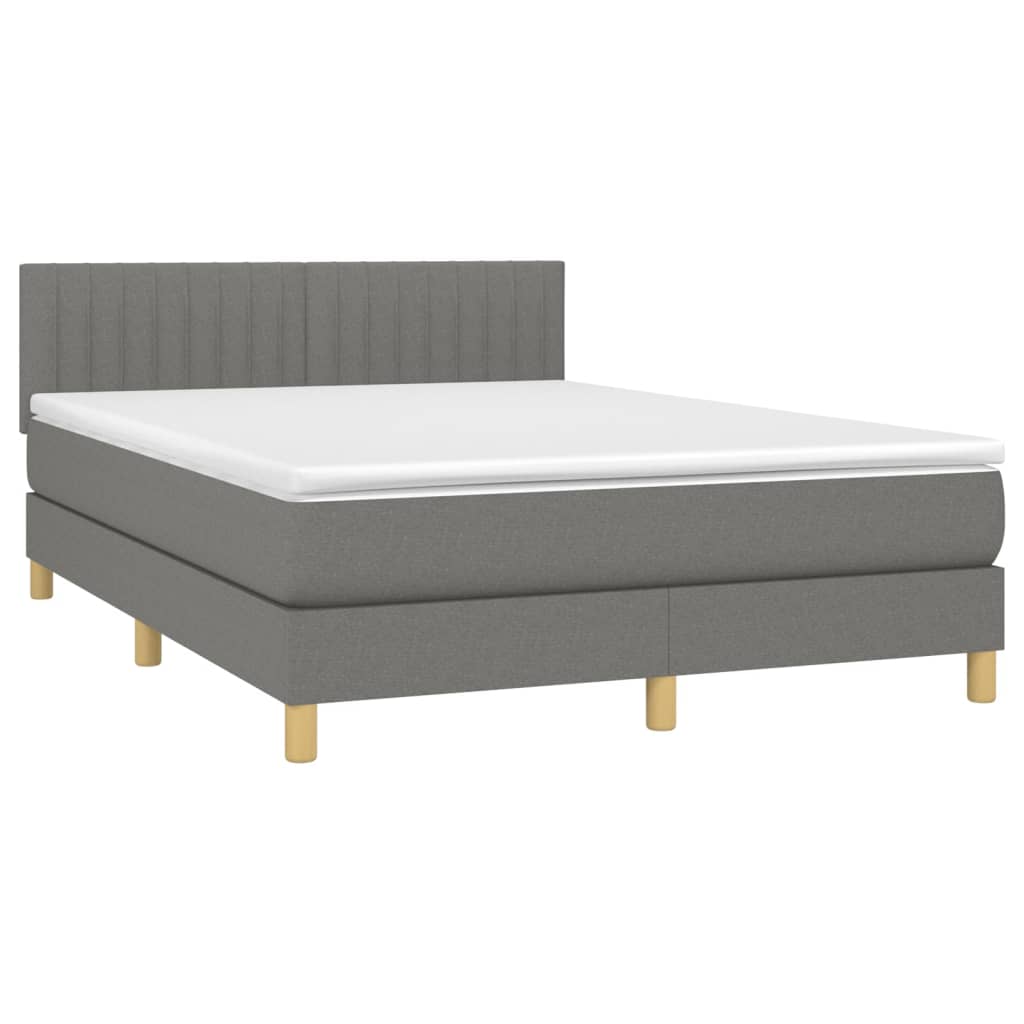 Sommier à lattes de lit et matelas et LED Gris foncé 140x190 cm - XIOS