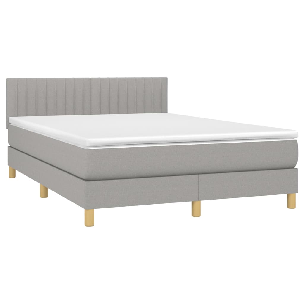 Sommier à lattes de lit et matelas et LED Gris clair 140x200 cm - XIOS