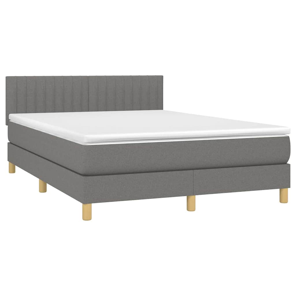 Sommier à lattes de lit et matelas et LED Gris foncé 140x200 cm