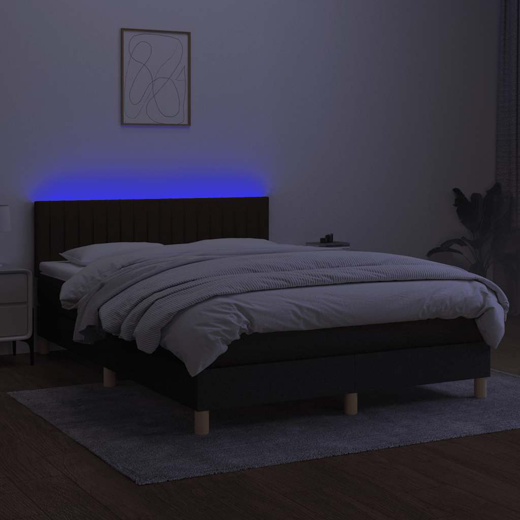 Sommier à lattes de lit avec matelas LED Noir 140x200 cm Tissu - XIOS