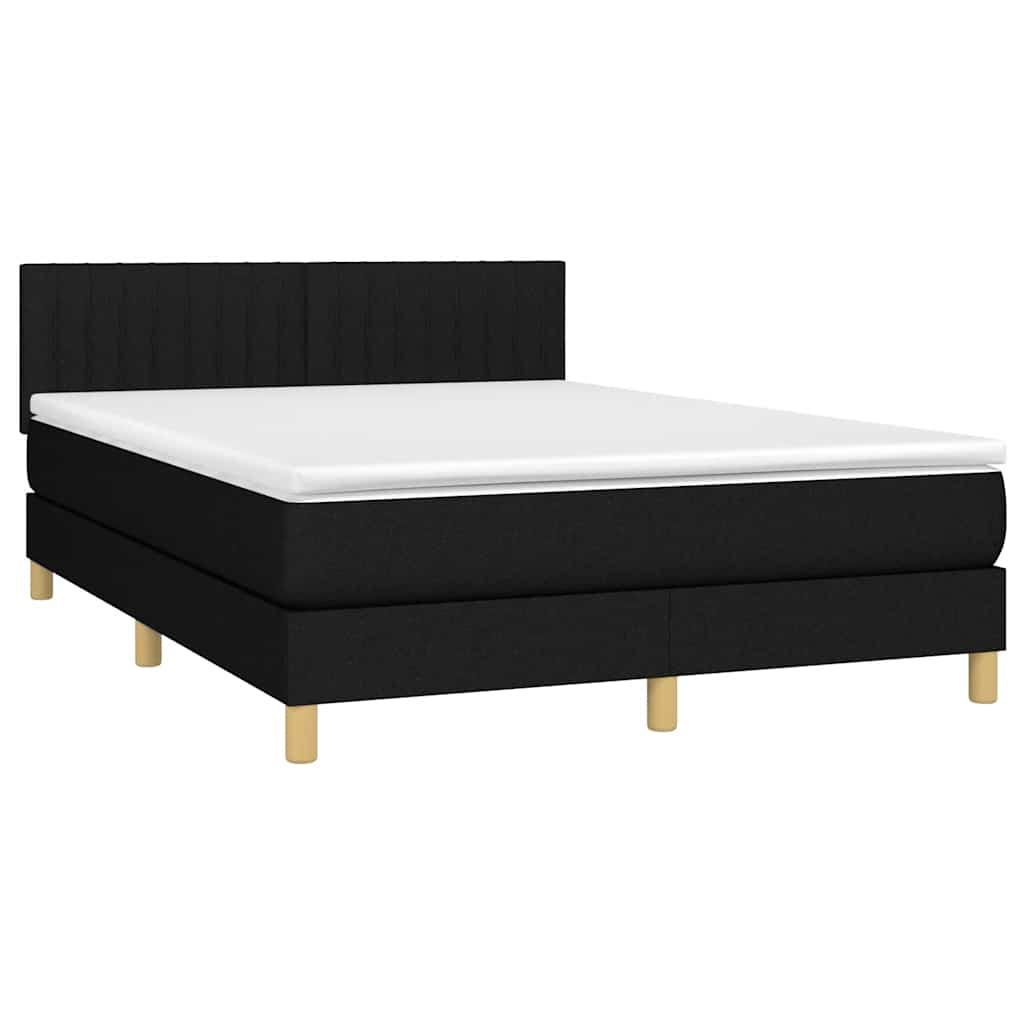 Sommier à lattes de lit avec matelas LED Noir 140x200 cm Tissu - XIOS
