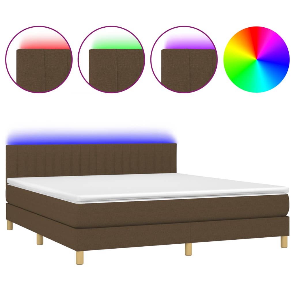 Sommier à lattes de lit matelas et LED Marron foncé 160x200 cm - XIOS