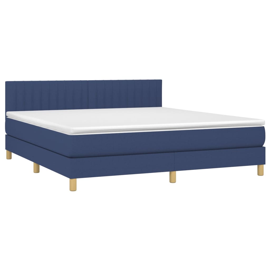 Sommier à lattes de lit avec matelas LED Bleu 160x200 cm Tissu - XIOS