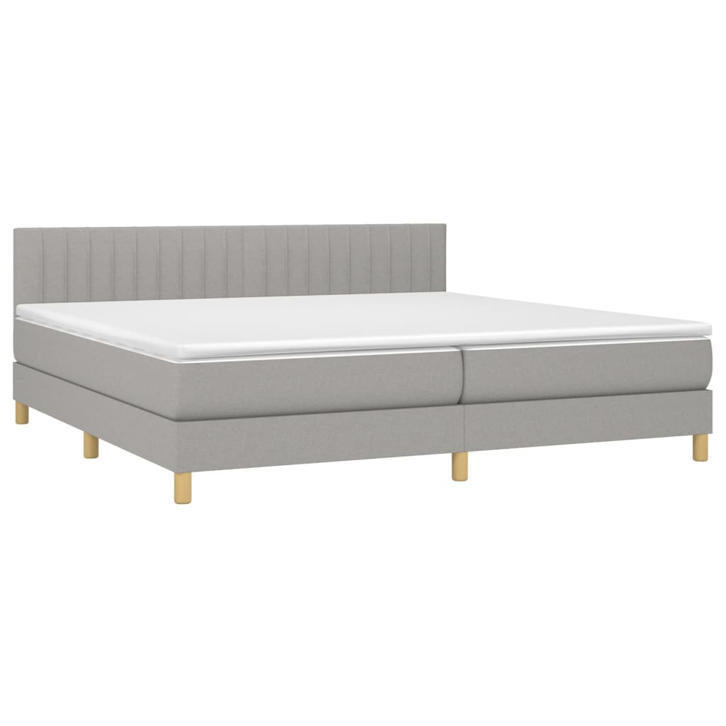 Sommier à lattes de lit matelas LED Gris clair 200x200 cm Tissu - XIOS