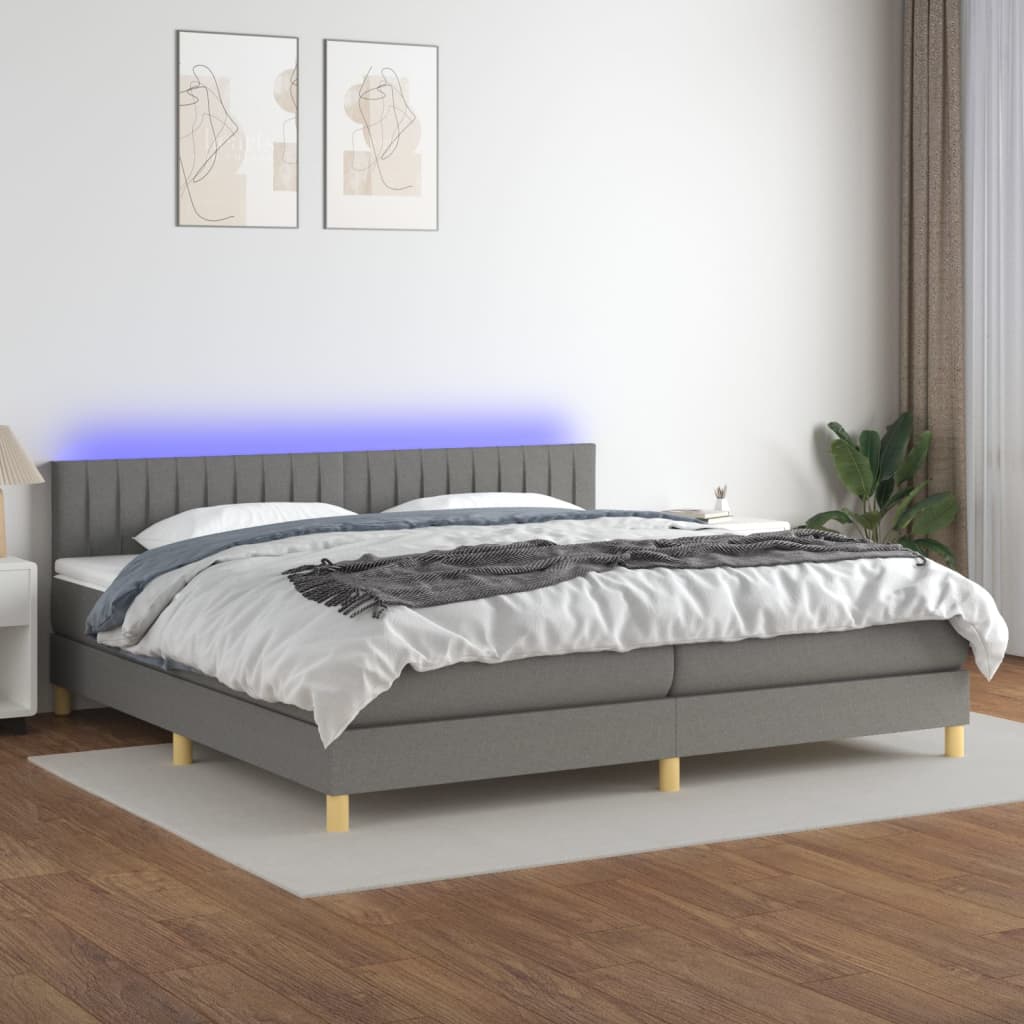 Sommier à lattes de lit et matelas et LED Gris foncé 200x200 cm - XIOS