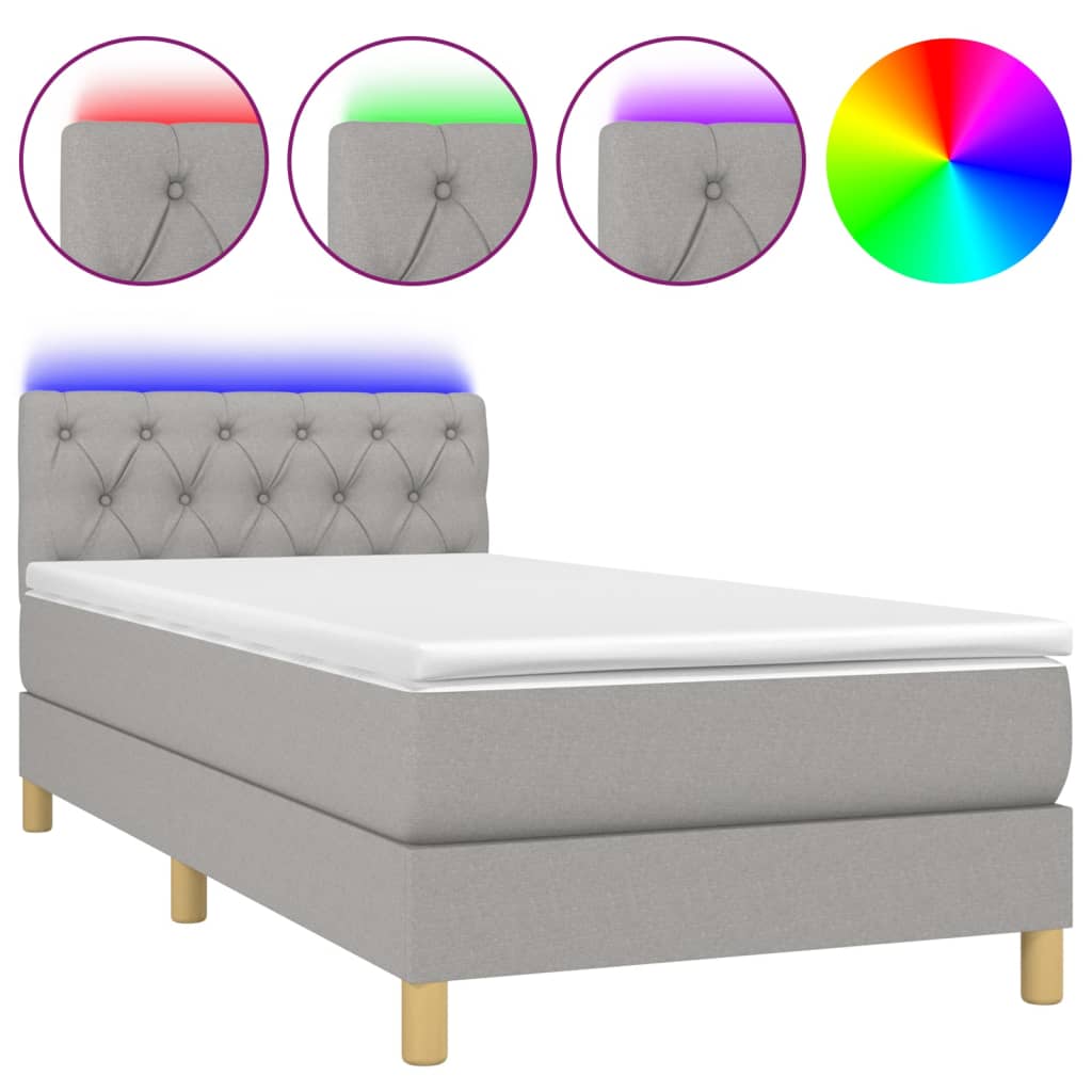 Sommier à lattes de lit avec matelas et LED Gris clair 80x200cm - XIOS