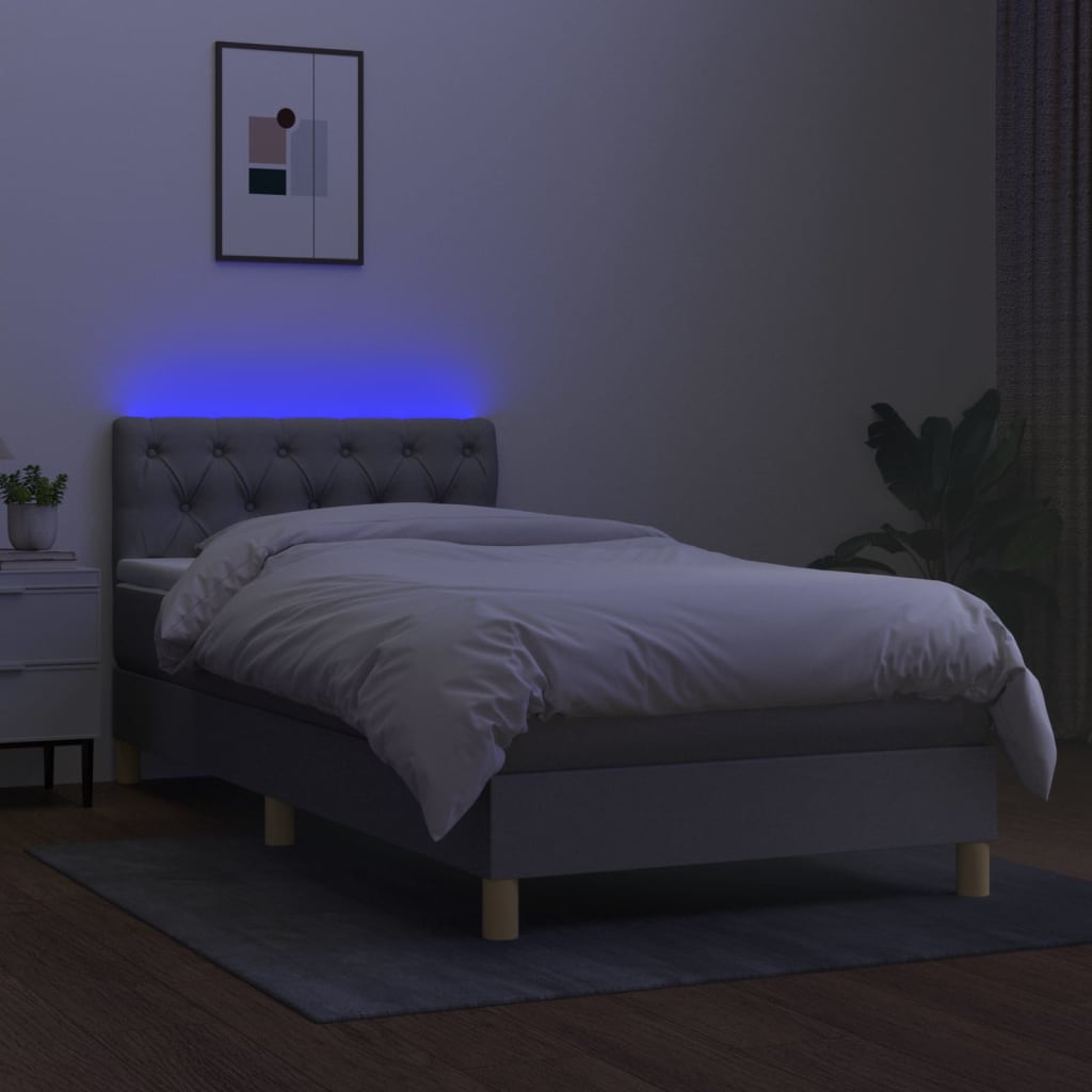 Sommier à lattes de lit avec matelas et LED Gris clair 80x200cm - XIOS