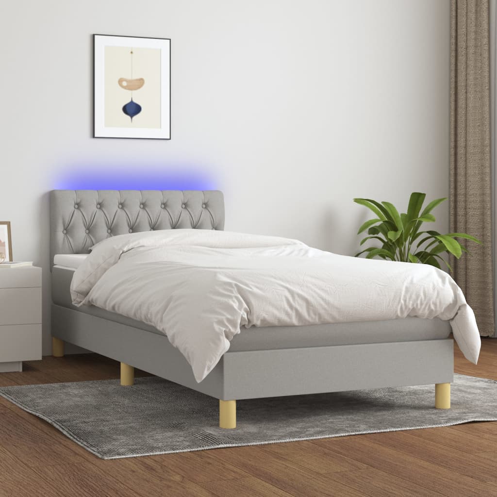 Sommier à lattes de lit avec matelas et LED Gris clair 90x190cm - XIOS