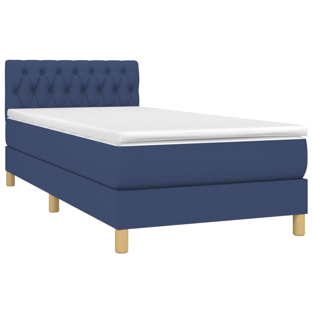Sommier à lattes de lit avec matelas et LED Bleu 90x190cm Tissu - XIOS