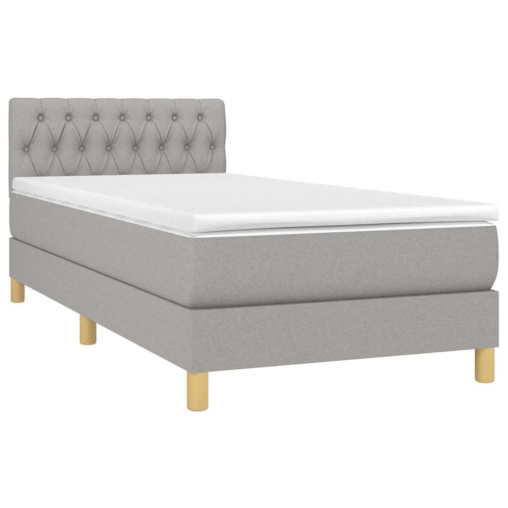 Sommier à lattes de lit avec matelas et LED Gris clair 90x200cm