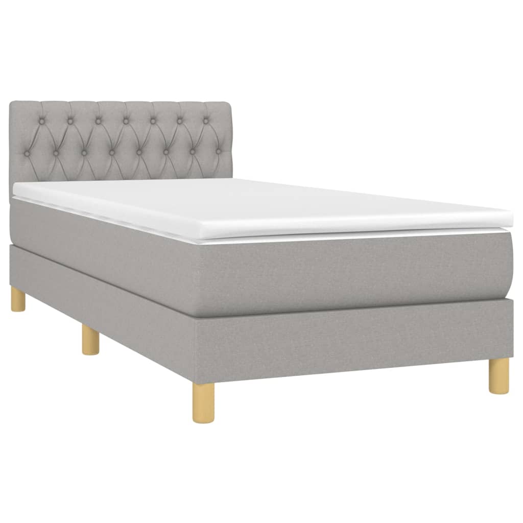 Sommier à lattes de lit matelas LED Gris clair 100x200 cm Tissu - XIOS