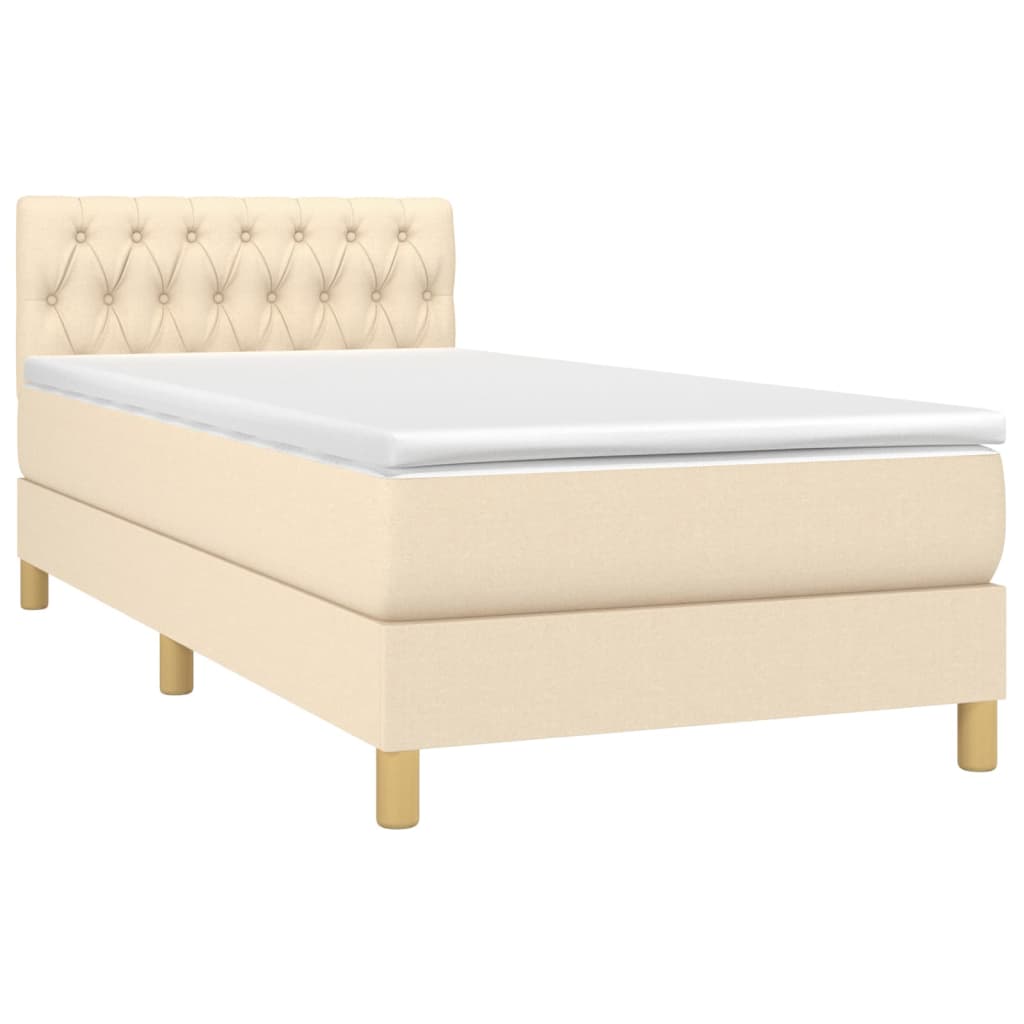 Sommier à lattes de lit avec matelas LED Crème 100x200 cm Tissu - XIOS