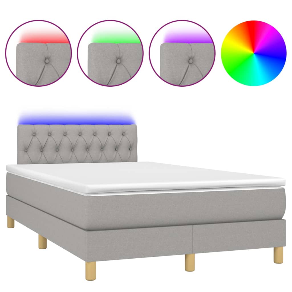 Sommier à lattes de lit matelas LED Gris clair 120x200 cm Tissu - XIOS
