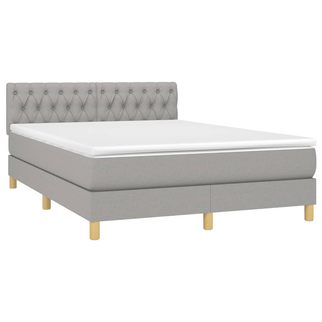 Sommier à lattes de lit et matelas et LED Gris clair 140x200 cm - XIOS