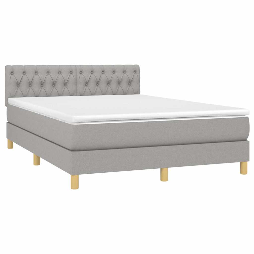 Sommier à lattes de lit et matelas et LED Gris clair 140x200 cm