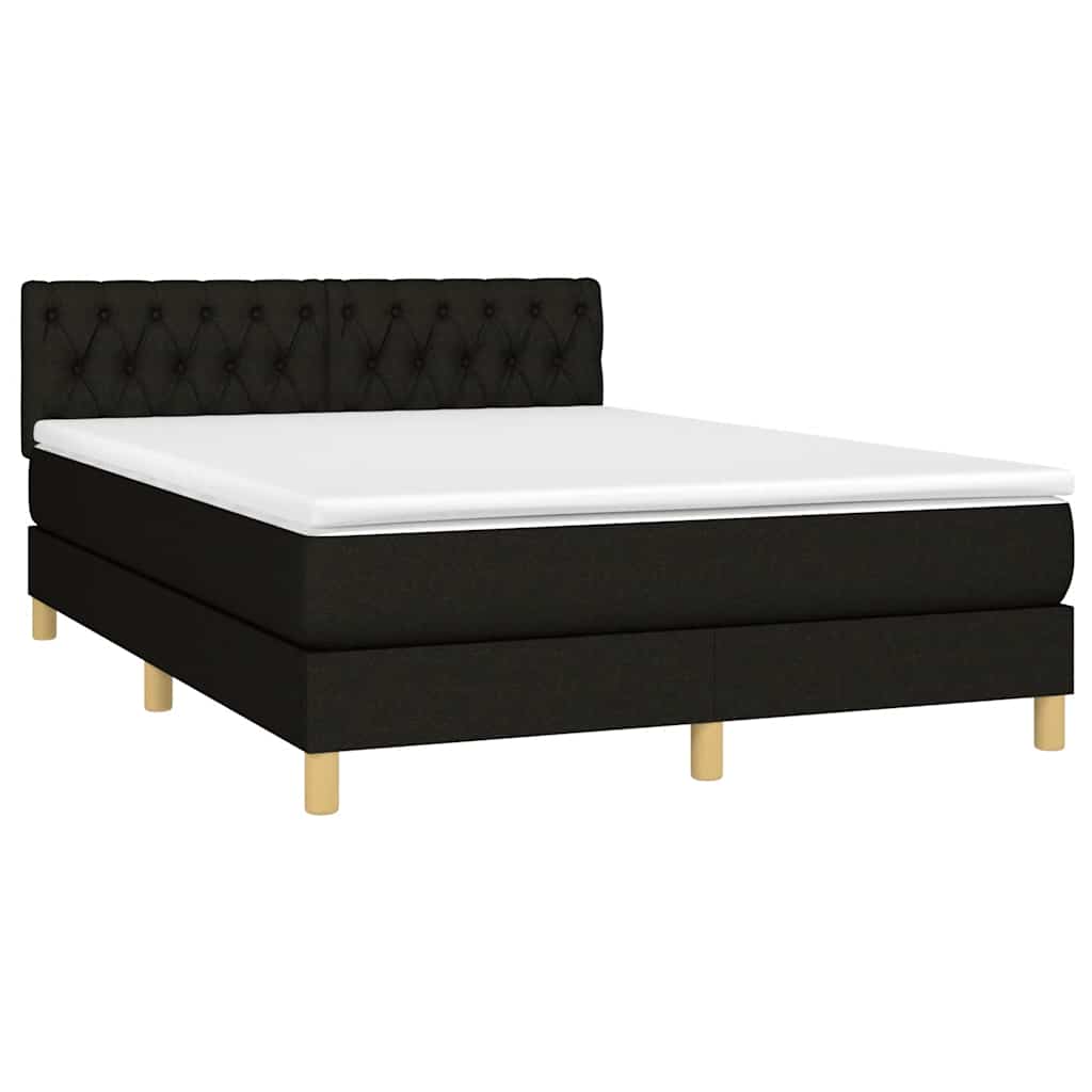 Sommier à lattes de lit avec matelas LED Noir 140x200 cm Tissu - XIOS