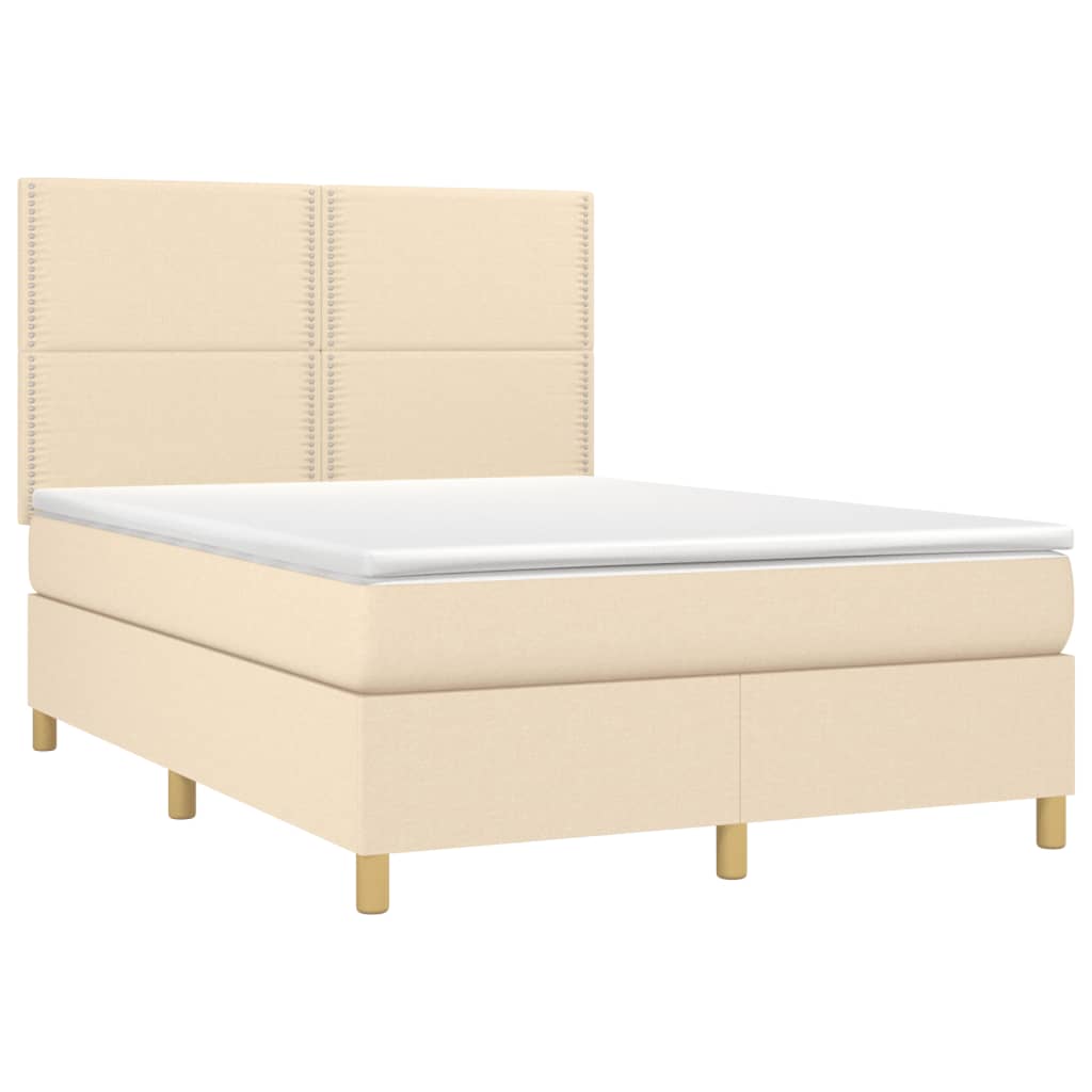 Sommier à lattes de lit avec matelas LED Crème 140x200 cm Tissu - XIOS