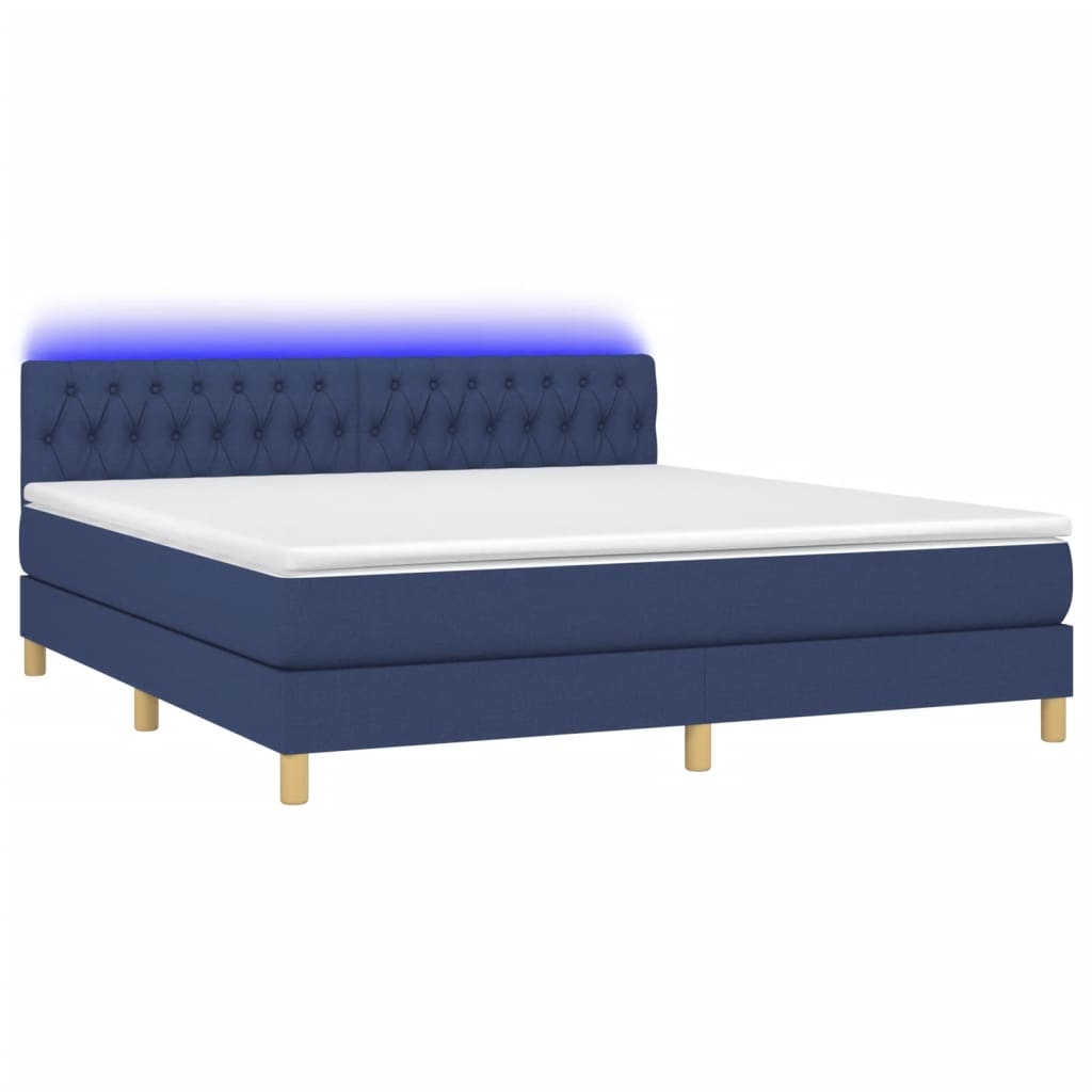 Sommier à lattes de lit avec matelas LED Bleu 160x200 cm Tissu - XIOS