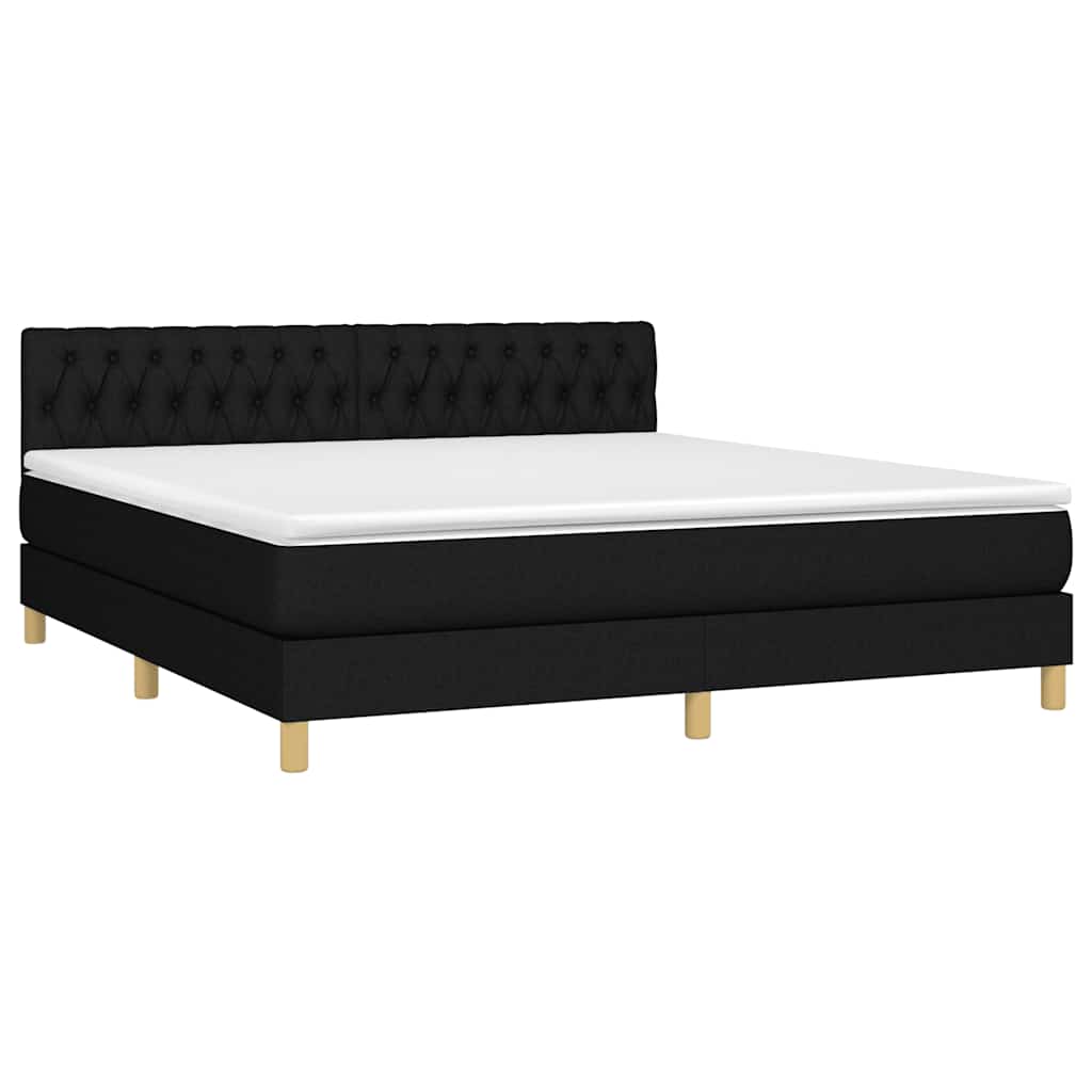 Sommier à lattes de lit avec matelas LED Noir 180x200 cm Tissu - XIOS