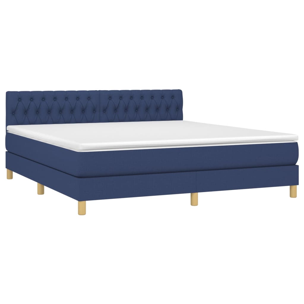 Sommier à lattes de lit avec matelas LED Bleu 180x200 cm Tissu - XIOS