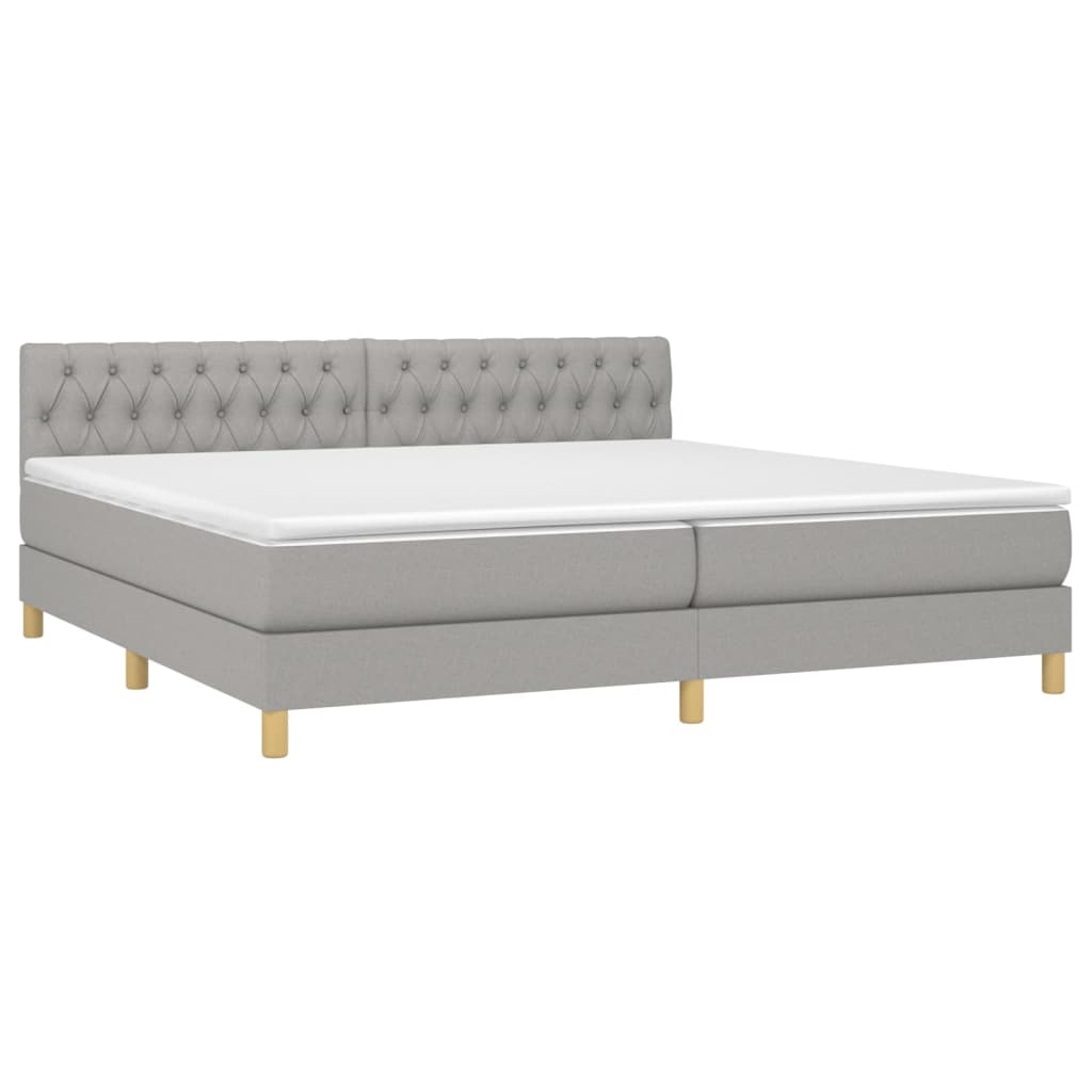 Sommier à lattes de lit matelas LED Gris clair 200x200 cm Tissu - XIOS