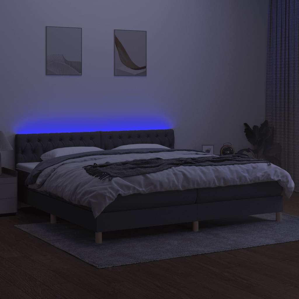 Sommier à lattes de lit et matelas et LED Gris foncé 200x200 cm - XIOS