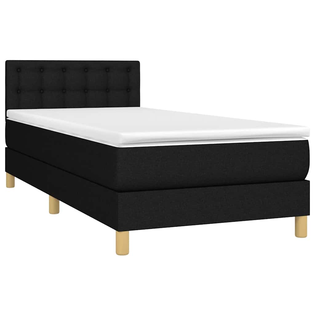 Sommier à lattes de lit avec matelas et LED Noir 80x200cm Tissu - XIOS