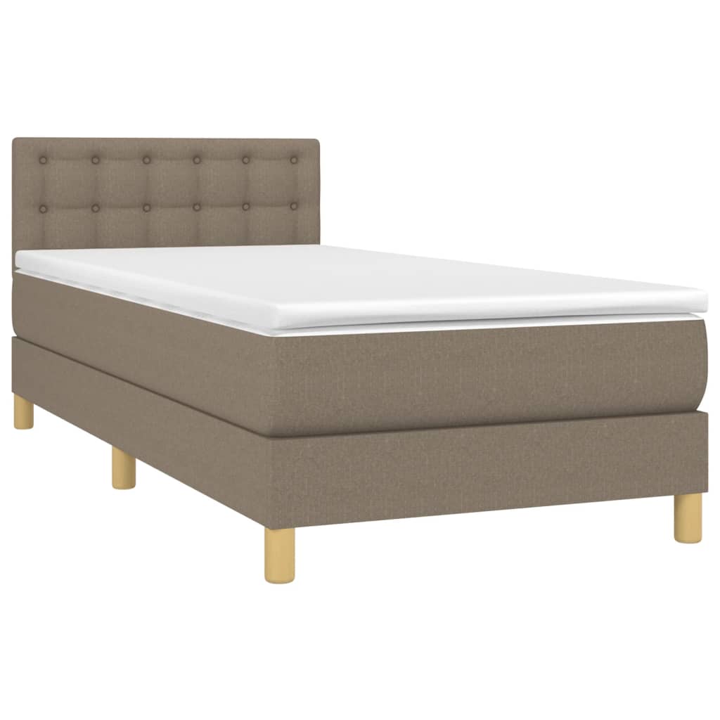 Sommier à lattes de lit avec matelas LED Taupe 90x190 cm Tissu - XIOS