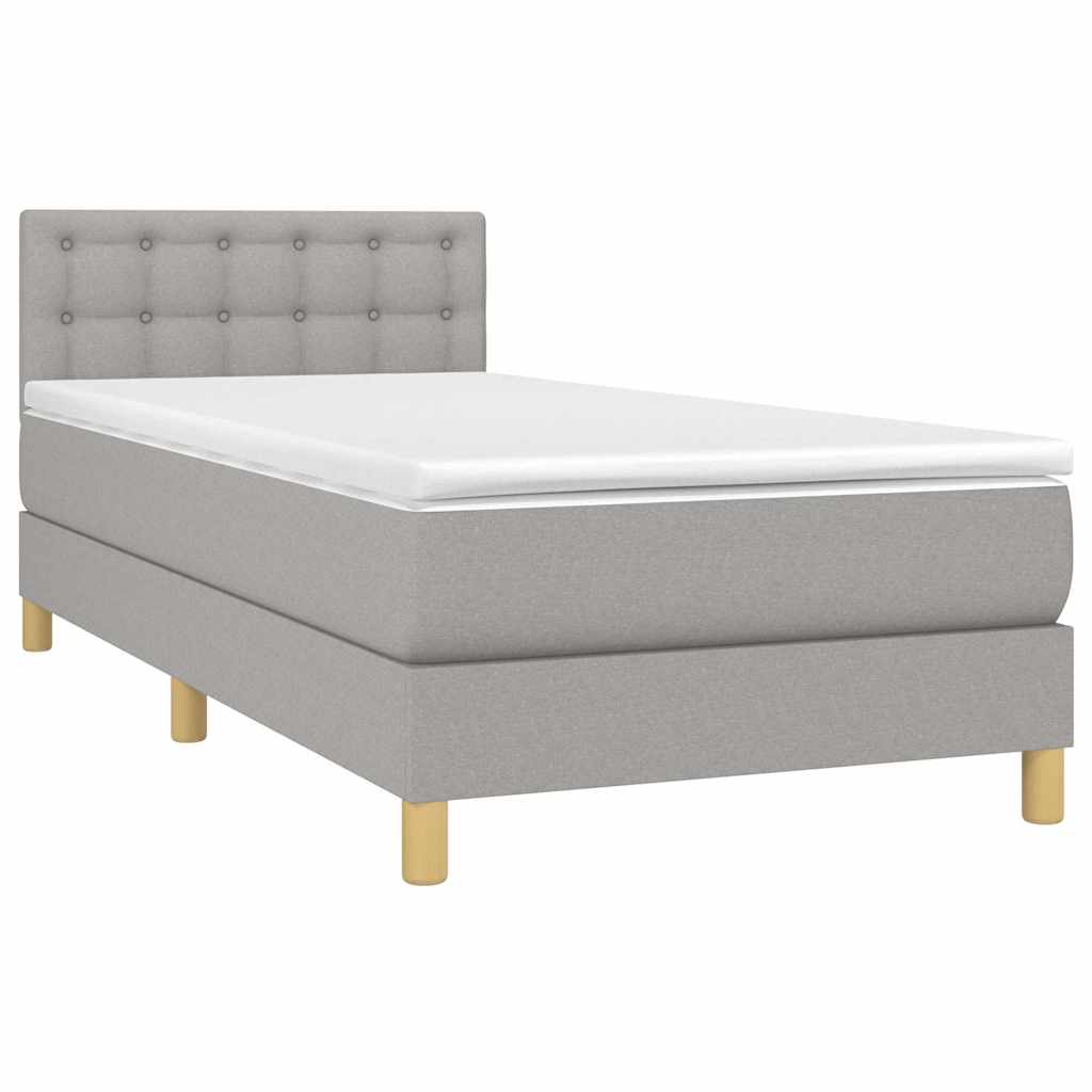 Sommier à lattes de lit avec matelas et LED Gris clair 90x200cm