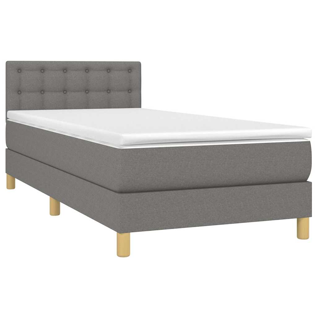 Sommier à lattes de lit et matelas et LED Gris foncé 100x200 cm