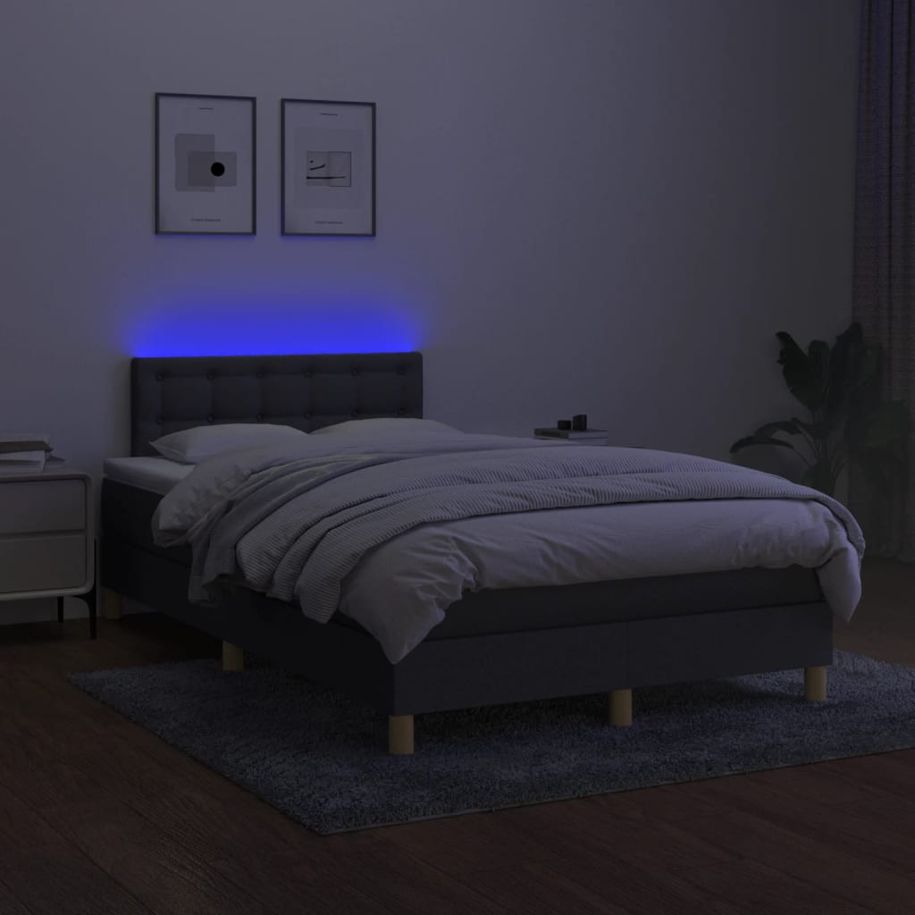 Sommier à lattes de lit et matelas et LED Gris foncé 120x200 cm - XIOS