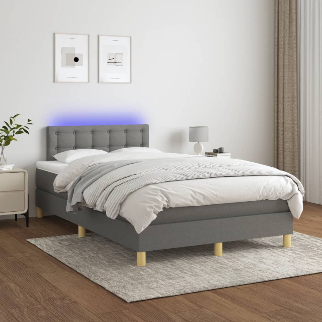 Sommier à lattes de lit et matelas et LED Gris foncé 120x200 cm - XIOS