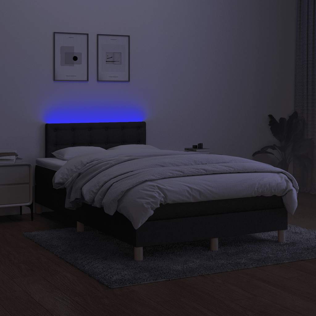 Sommier à lattes de lit avec matelas LED Noir 120x200 cm Tissu - XIOS