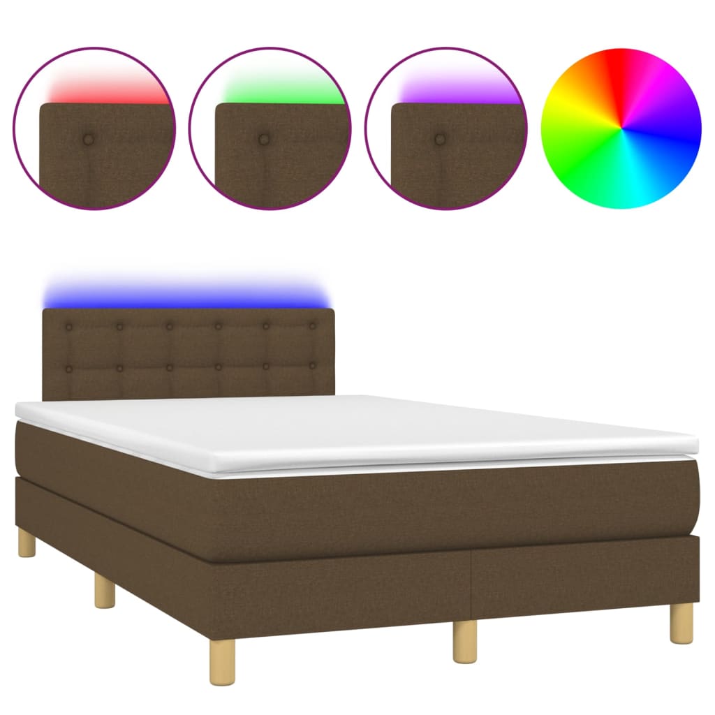 Sommier à lattes de lit matelas et LED Marron foncé 120x200 cm - XIOS