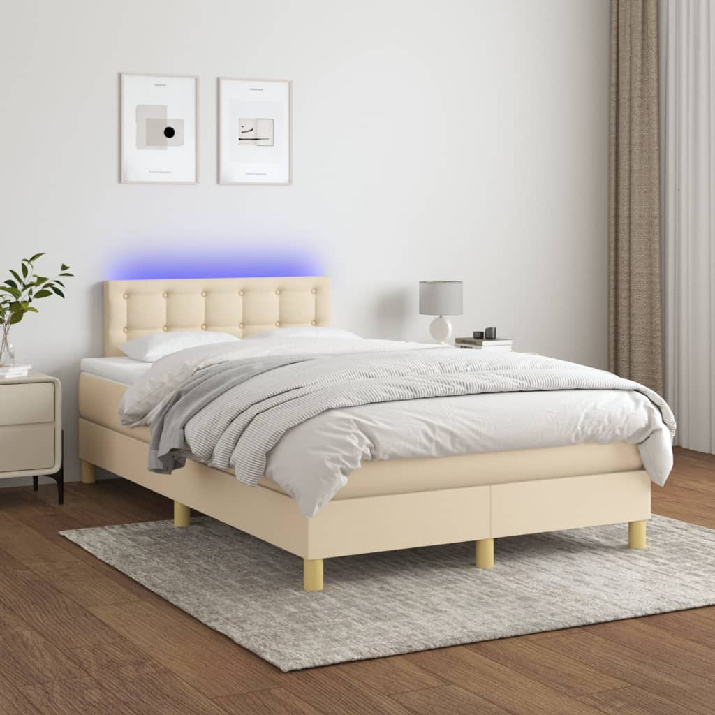 Sommier à lattes de lit avec matelas LED Crème 120x200 cm Tissu - XIOS