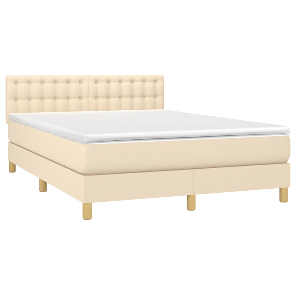 Sommier à lattes de lit avec matelas LED Crème 140x190 cm Tissu - XIOS