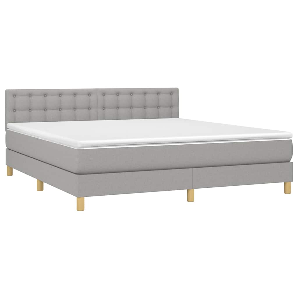 Sommier à lattes de lit et matelas et LED Gris clair 180x200 cm