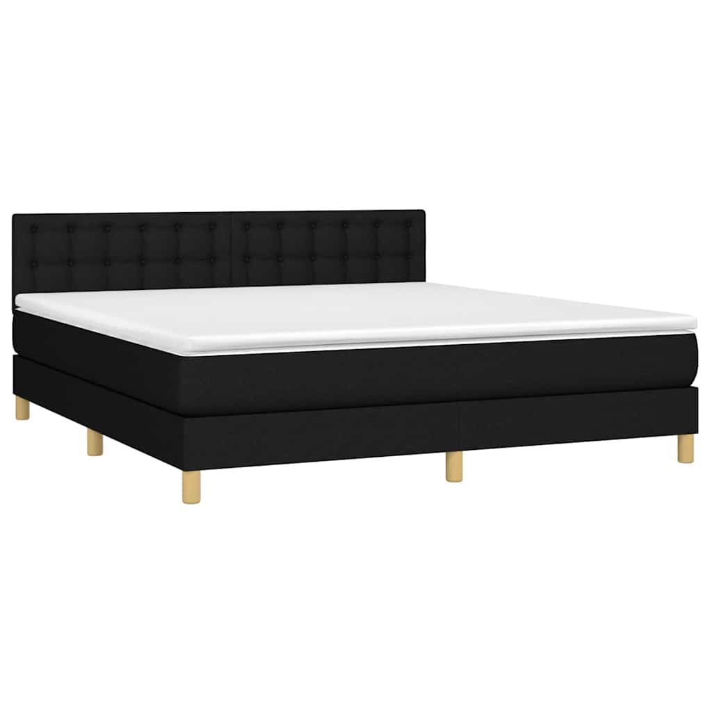 Sommier à lattes de lit avec matelas LED Noir 180x200 cm Tissu - XIOS