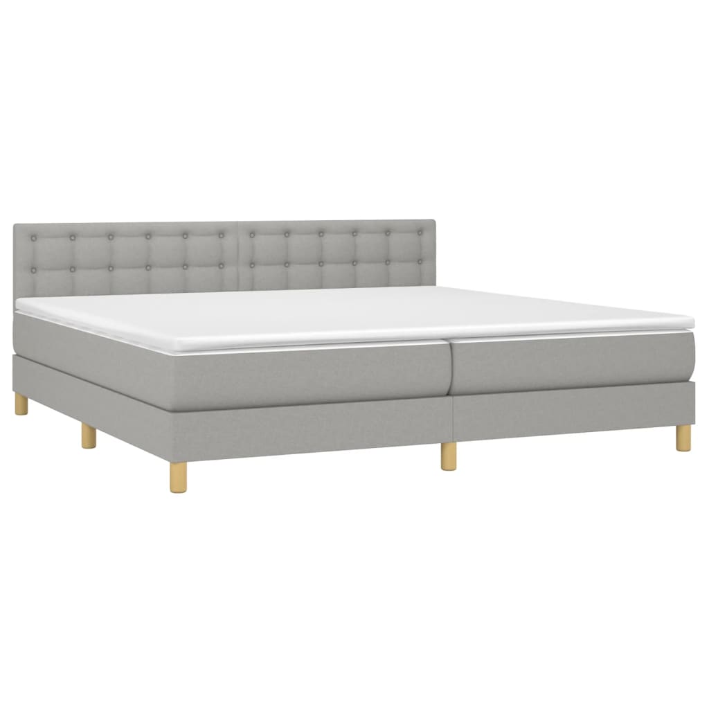 Sommier à lattes de lit matelas LED Gris clair 200x200 cm Tissu - XIOS