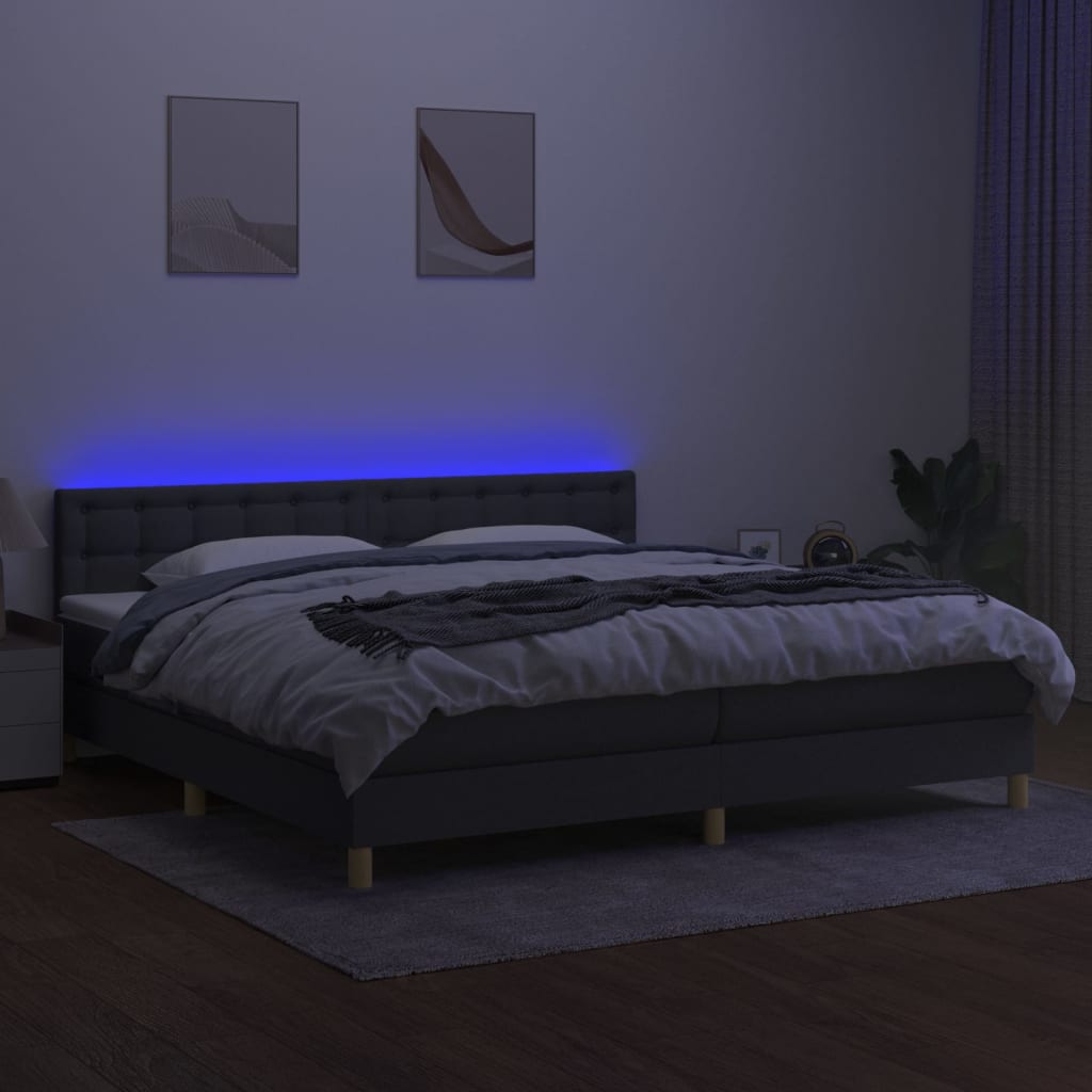 Sommier à lattes de lit et matelas et LED Gris foncé 200x200 cm - XIOS