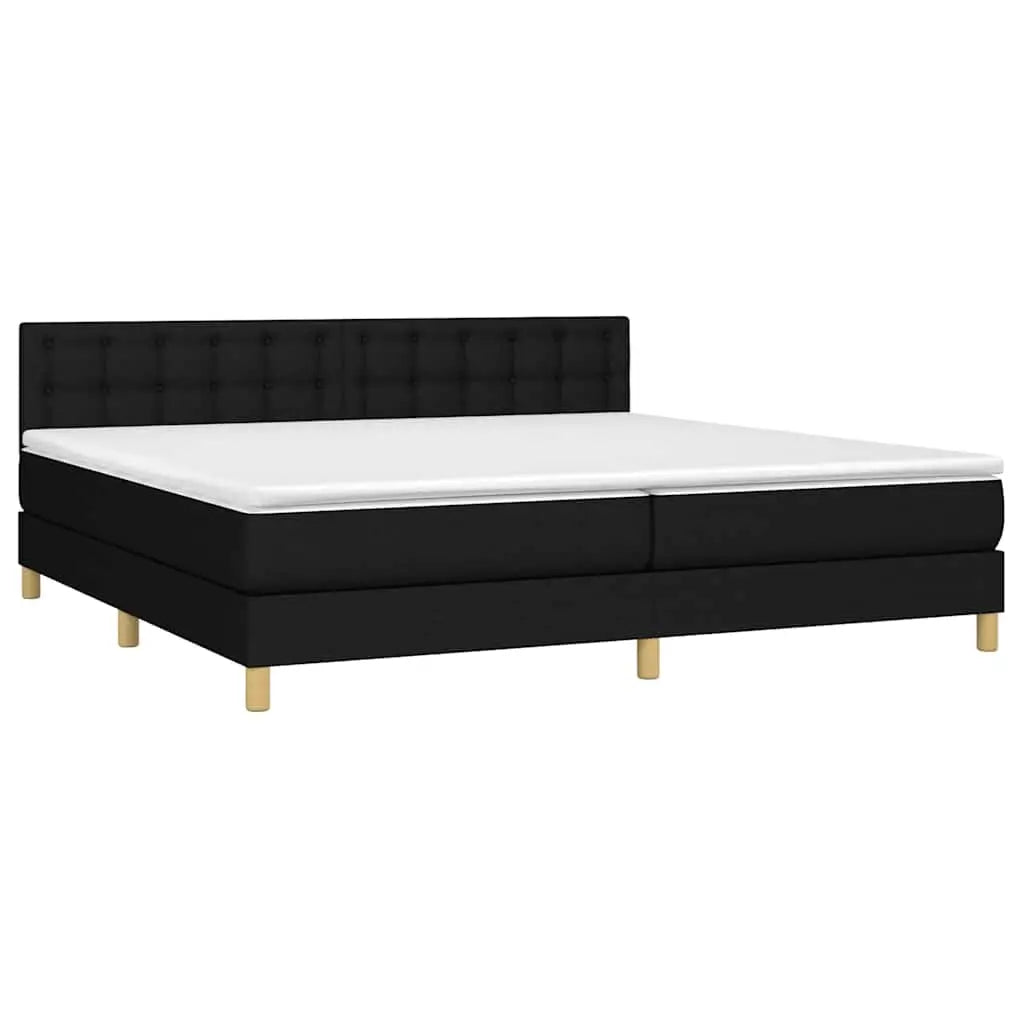 Sommier à lattes de lit et matelas et LED Noir 200x200 cm Tissu - XIOS