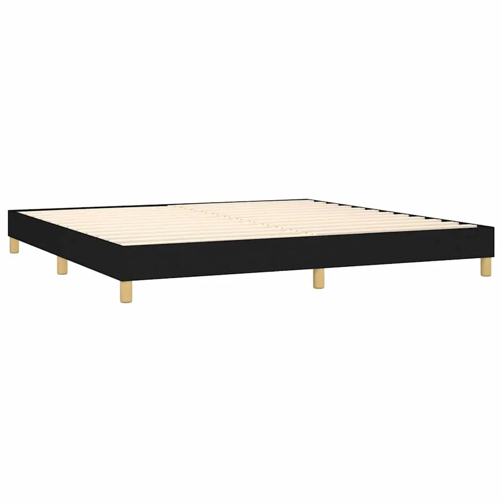 Sommier à lattes de lit et matelas et LED Noir 200x200 cm Tissu - XIOS