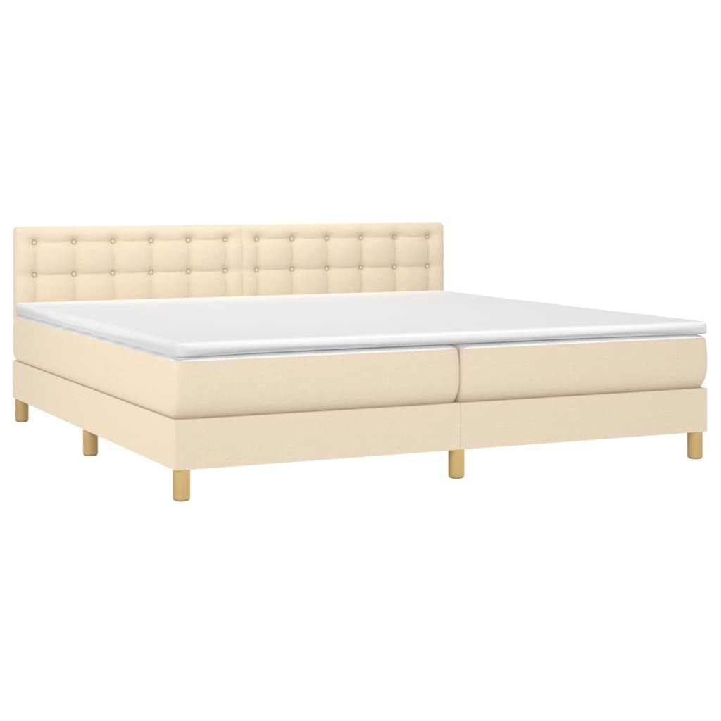 Sommier à lattes de lit et matelas et LED Crème 200x200cm Tissu - XIOS