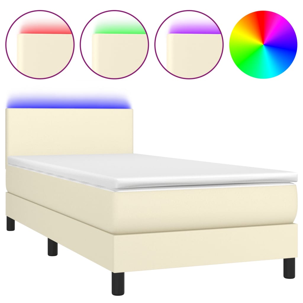 Sommier à lattes de lit avec matelas et LED Crème 80x200cm - XIOS