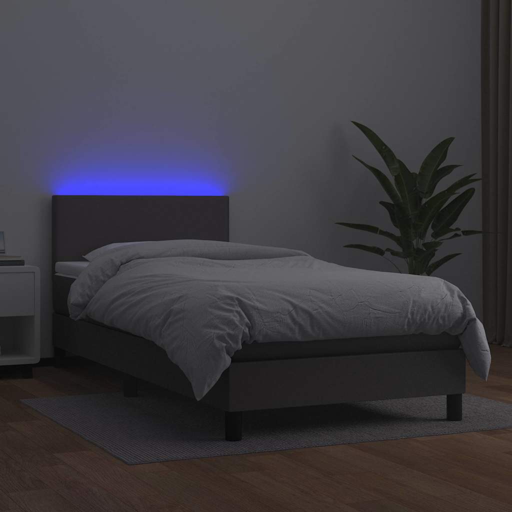Sommier à lattes de lit avec matelas et LED Gris 80x200 cm - XIOS