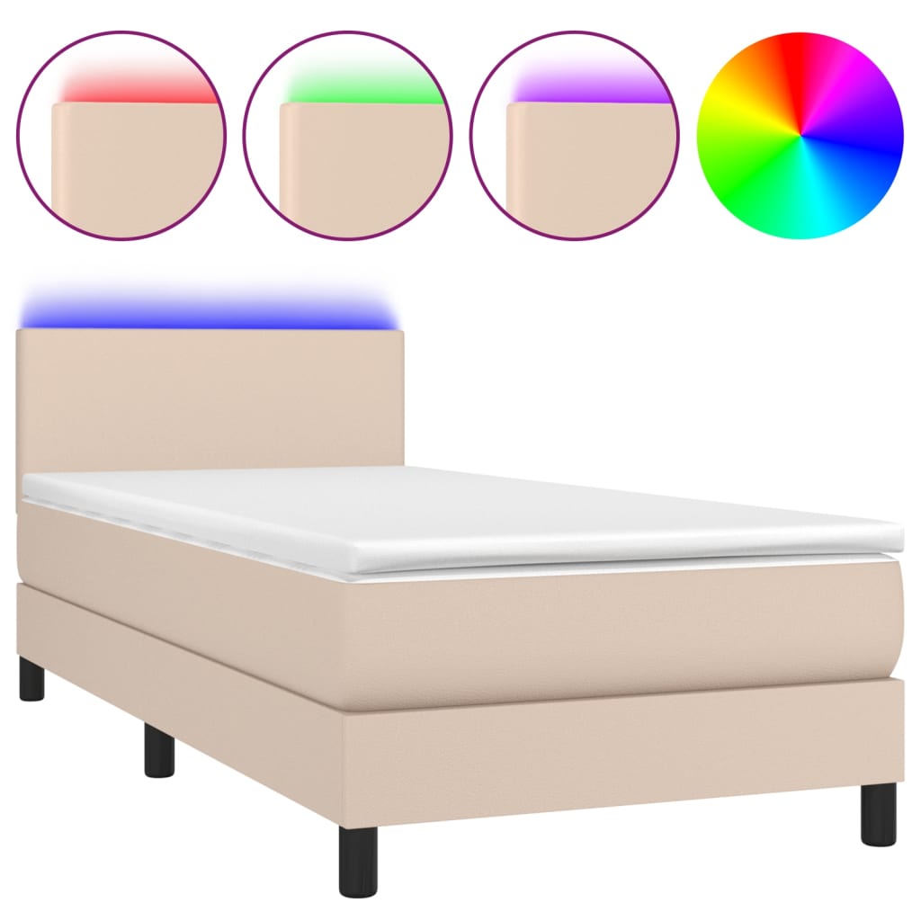 Sommier à lattes de lit matelas et LED Cappuccino 80x200cm - XIOS