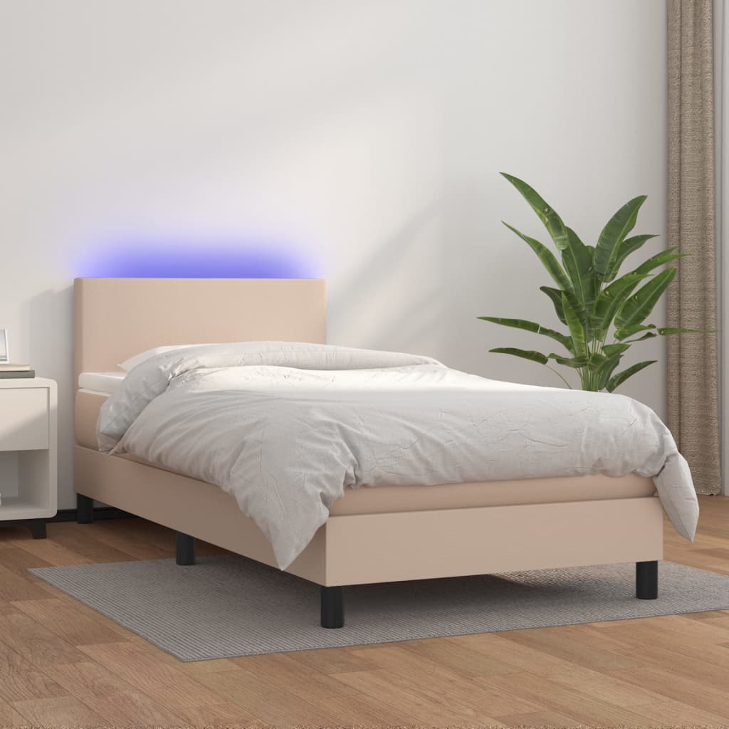 Sommier à lattes de lit matelas et LED Cappuccino 80x200cm - XIOS